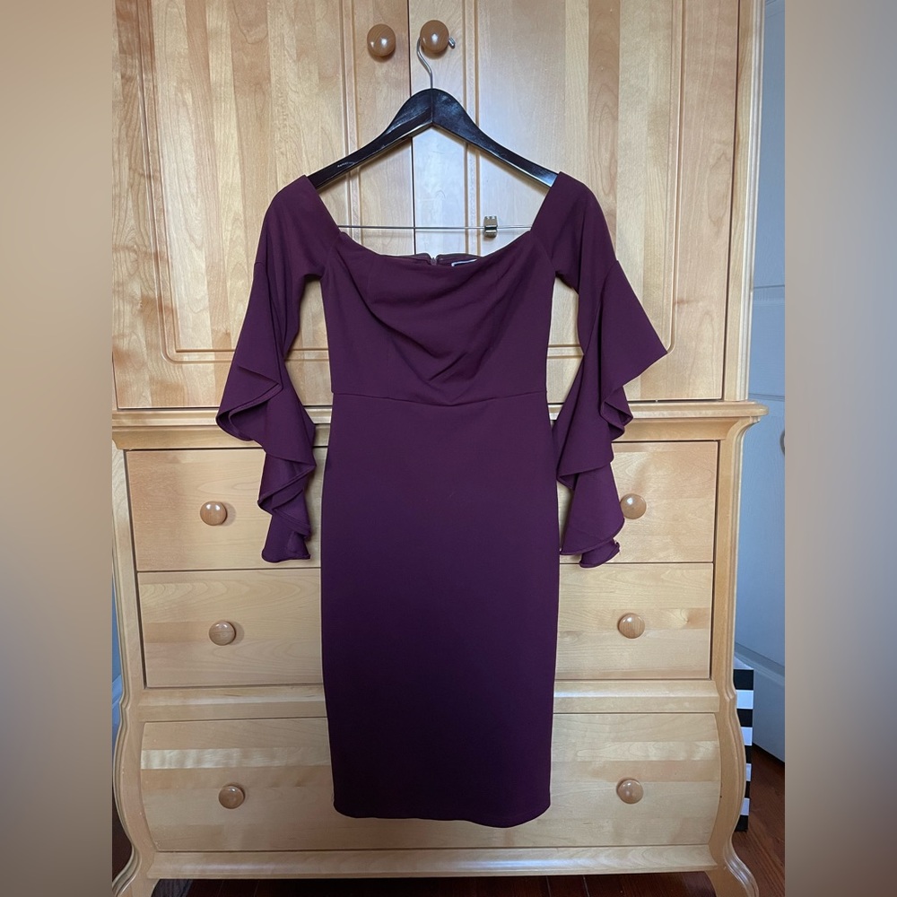 Another Story Maroon Off the Shoulder dress
